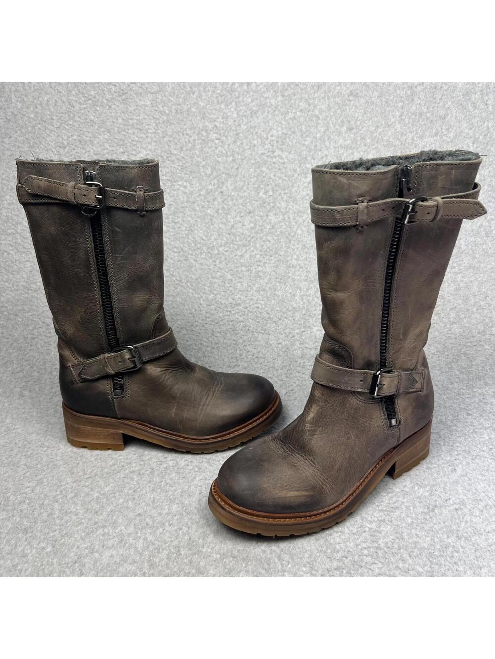 LIEBESKIND Berlin Womens Biker Leather Boots 36 Eur / 5.5 US Brown Distressed